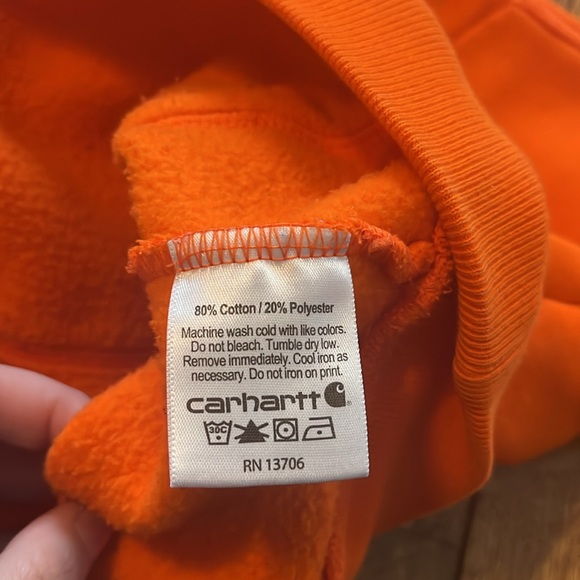 Carhartt Hooded Sweatshirt Orange Work Construction Kids 6 Outdoor Hazard - Picture 7 of 8
